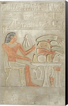 Framed Stela depicting the deceased before an offering table Print