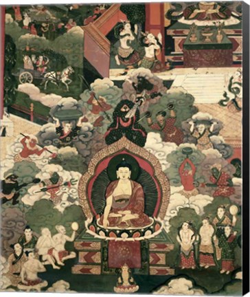 Framed Life of Buddha Sakymuni Print