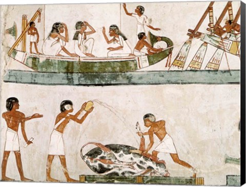 Framed Sacrifice and purification of a bull, and a sailing ritual, from the Tomb of Menna Print