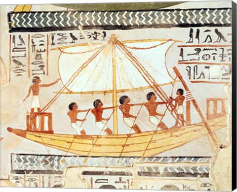 Framed Boatmen on the Nile, from the Tomb of Sennefer Print