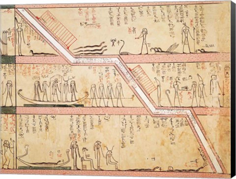 Framed Descent of the sarcophagus into the tomb, from the Tomb of Tuthmosis III Print