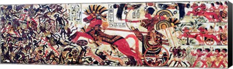 Framed Tutankhamun on his chariot attacking Africans Print