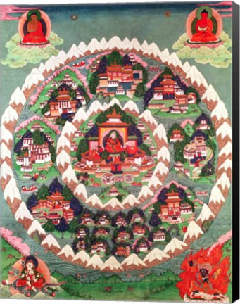 Framed Paradise of Shambhala, Tibetan Banner Print