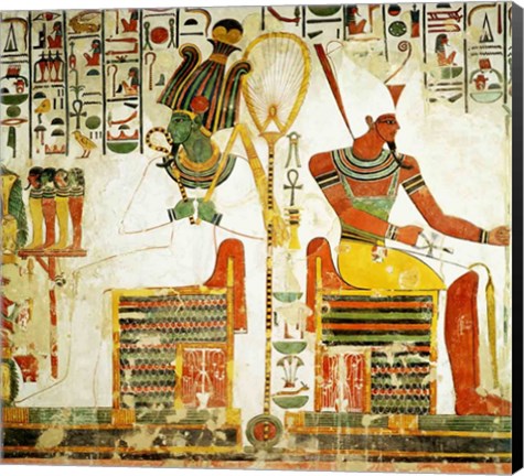 Framed Gods Osiris and Atum, from the Tomb of Nefertari Print