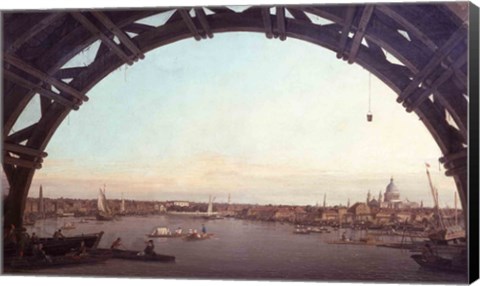 Framed London seen through an arch of Westminster Bridge Print