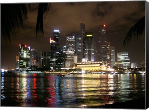 Framed Singapore at Night Print