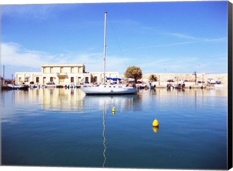 Framed Crete Harbour Print