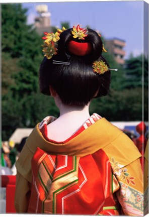 Framed Rear view of a geisha, Jidai Matsuri Festival, Tokyo, Japan Print