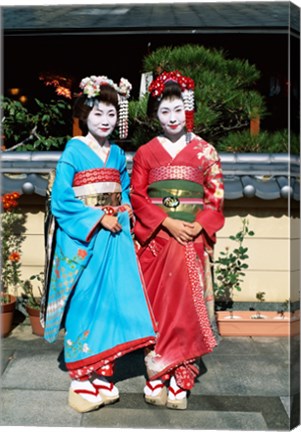 Framed Portrait of two geishas Print