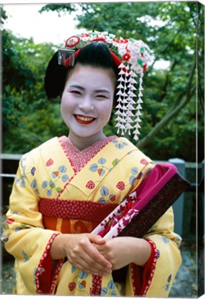 Framed Smiling Japense Geisha Print