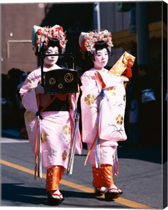 Framed Geishas in Honshu, Japan Print