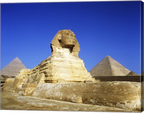Framed Great Sphinx and pyramids, Giza, Egypt Print
