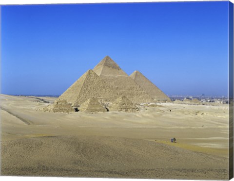 Framed Giza Pyramids, Giza, Egypt (far view) Print