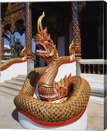 Framed Snake Statue, Naga Temple, Chiang Mai Province, Thailand Print