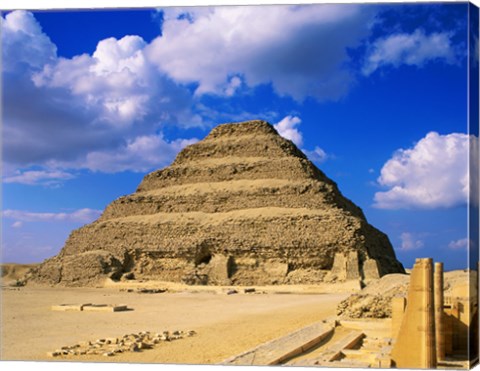 Framed Step Pyramid of Zoser, Saqqara, Egypt Print