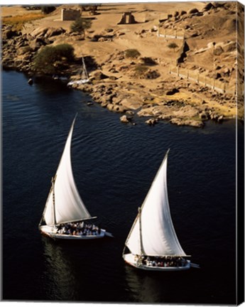 Framed Two sailboats, Nile River, Egypt Print