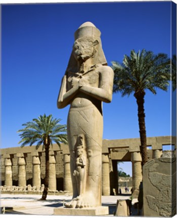 Framed Ramses II Statue, Temples Of Karnak, Luxor, Egypt Print