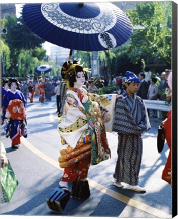 Framed Geisha Parade, Asakusa, Tokyo, Japan Print