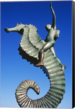 Framed Sea horse statue, Puerto Vallarta, Mexico Print