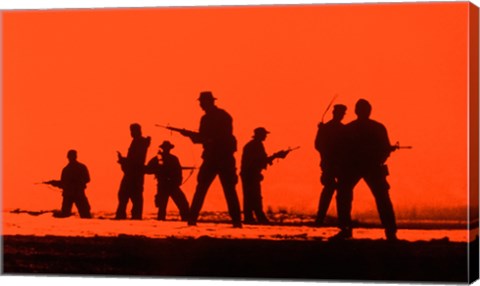 Framed Silhouette of army soldiers, US Military Special Forces Print