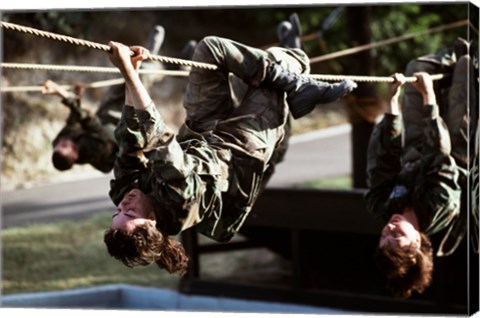 Framed U.S. Air Force Trainees on Obstacle Course photography Print