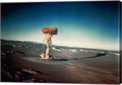 Framed Atomic bomb testing in the desert Print