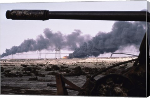 Framed Kuwait: An Oil Field Set  Ablaze Print