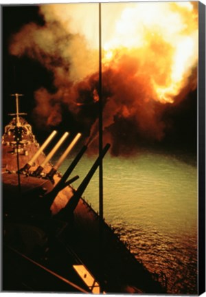 Framed Mark-7 Guns fired from the USS Missouri Print
