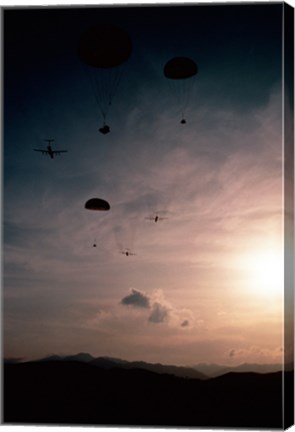 Framed Supplies being dropped from C-141B Starlifters Print