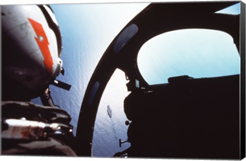 Framed Ocean viewed from a cockpit, Atlantic Ocean Print