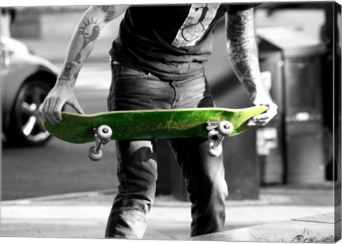 Framed Green Skateboard Print