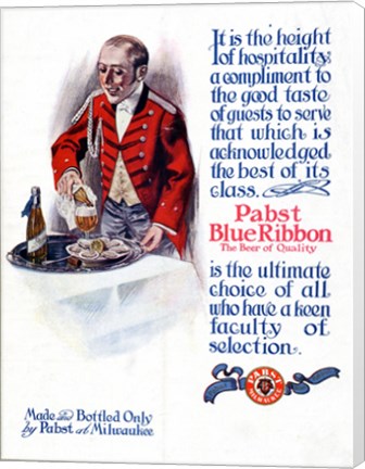 Framed Pabst Blue Ribbon Beer 1911 Print