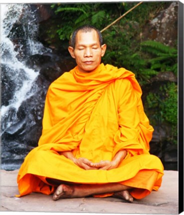 Framed Abbot of Watkungtaphao in Phu Soidao Waterfall Print