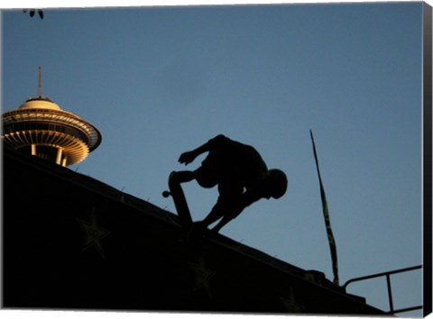 Framed Skateboarder About to Go Down a Halfpipe Print