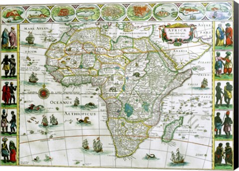 Framed Close-up of the map of Africa, Joan Bleau, 1630 Print