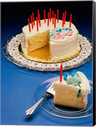 Framed Close-up of candles on a birthday cake Print