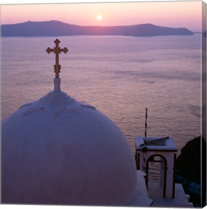 Framed Sunrise, Santorini, Oia, Cyclades Islands, Greece Print