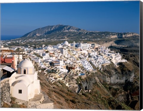 Framed Thira (Fira) City, Cyclades Islands, Greece Print