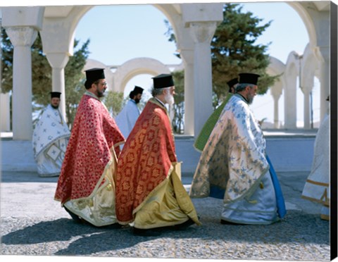 Framed Greek Orthodox, Priests, Santorini, Thira (Fira), Cyclades Islands, Greece Print