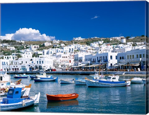 Framed Town View, Mykonos, Cyclades Islands, Greece Print