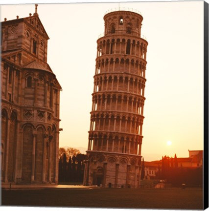 Framed Tower at sunrise, Leaning Tower, Pisa, Italy Print