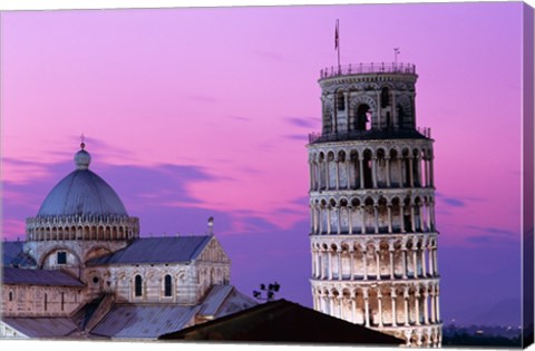 Framed Tower at night, Leaning Tower, Pisa, Italy Print