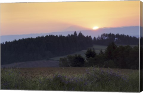 Framed Panoramic view of a sunrise, Oregon, USA Print