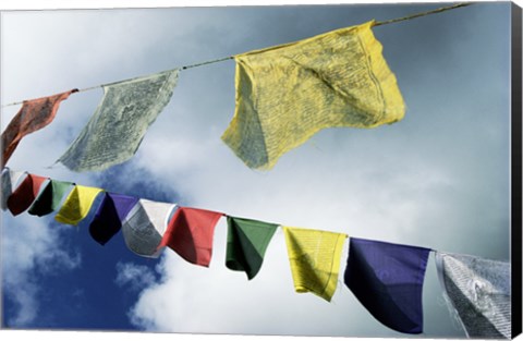 Framed Low angle view of prayer flags, Kathmandu, Nepal Print