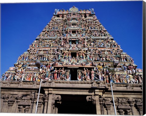 Framed Carving on Sri Meenakshi Hindu Temple, Chennai, Tamil Nadu, India Print