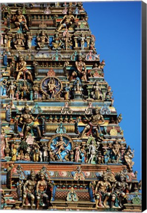 Framed Carvings on a temple, Sri Meenakshi Hindu Temple, Chennai, Tamil Nadu, India Print