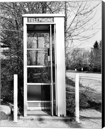 Framed Telephone booth by the road Print