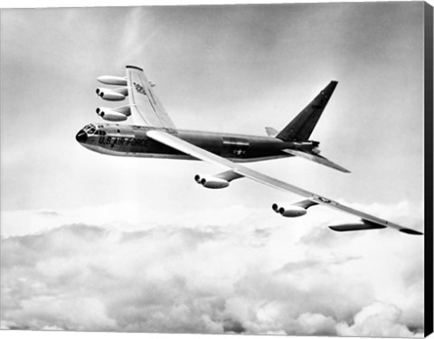 Framed High angle view of a military airplane in flight, B-52C Stratofortress Print