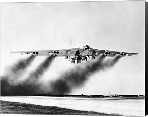 Framed Low angle view of a fighter plane taking off, B-52 Stratofortress Print