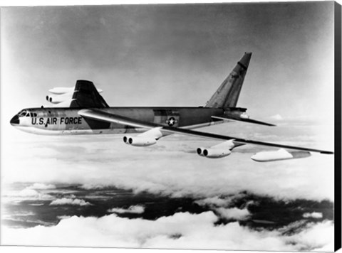 Framed Side profile of a bomber plane in flight, B-52 Stratofortress, US Air Force Print